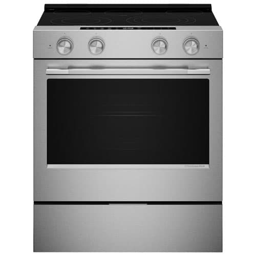 KitchenAid 30" 5.3 Cu Ft True Convection Slide-In Electric Air Fry Range (YKSES530SPS) -Fingerprint Resistant Stainless