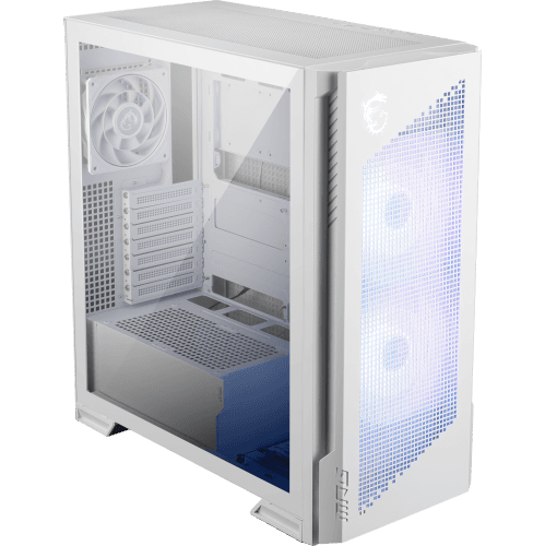 MSI MPG Velox 300R Airflow PZ White - Mid-Tower Gaming PC Case - Tempered Glass Side Panel - 2 x 160 mm Dual Layer Blades Fans - Support up to 360mm Radiator - Mesh Panel