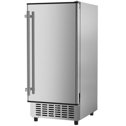 Coolake 15 Inch Wide Under-Counter Ice Maker- 80lbs/Day Built-in Freestanding Ice Machine with 25lbs Storage Bin | Stainless Steel Self-Cleaning LCD Panel