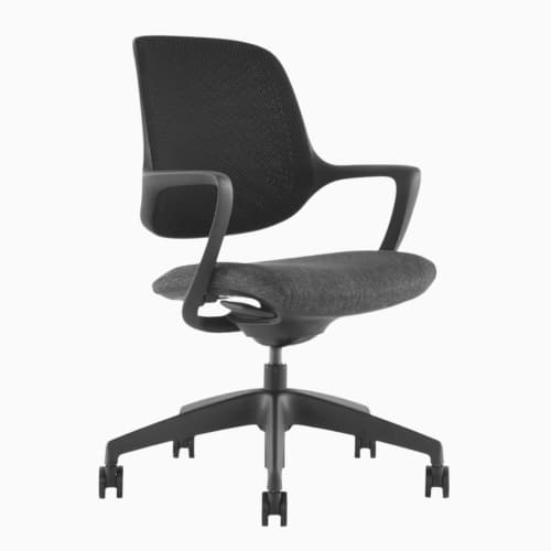 Desky Evoque Low Back Office Chair – Black Mesh Office Task Seat, Adjustable Height & Tilt, Adaptive Lumbar Support