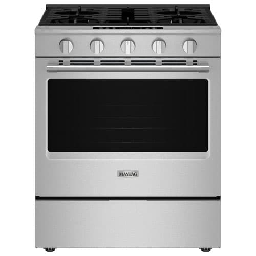 Maytag 30" 5.0 Cu. Ft. Fan Convection 5-Burner Slide-In Gas Air Fry Range (MSGS7030SZ) - Stainless Steel