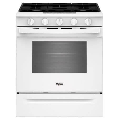 Whirlpool 30" 5.0 Cu. Ft. Fan Convection 5-Burner Slide-In Gas Range (WSGS5030SW) - White