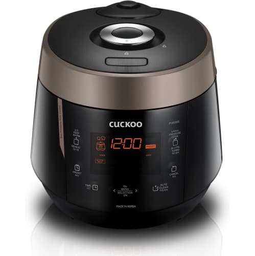 CUCKOO CRP-P0609S 6-Cup Pressure Rice Cooker - 12 Menu Options, GABA/Brown Rice, Quinoa, Nu Rung Ji & More, Made in Korea, Black/Copper
