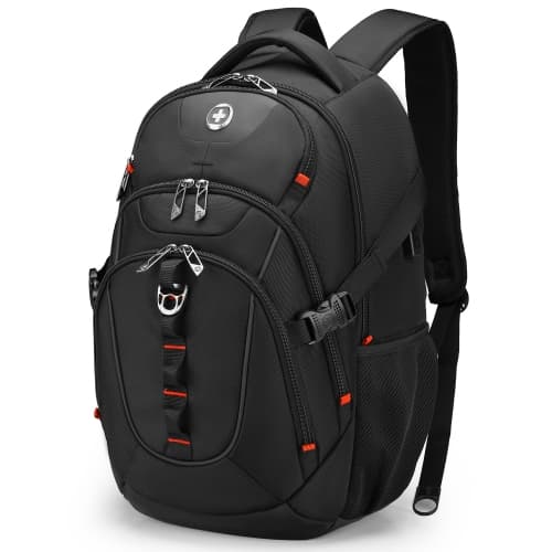Swissdigital Vector School Backpack – 17" Laptop Bag, USB Charging, SDD Finder, RFID Protection, Reflective Trim, Add-A-Bag System