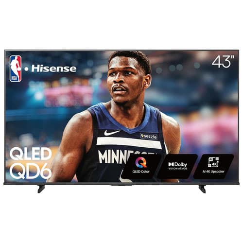 Hisense 43" QD6QF 4K UHD HDR QLED Dolby Vision/Atmos 4K AI Upscaler Fire TV Smart TV (43QD6QF) - 2025 - Great for Streaming & Gaming