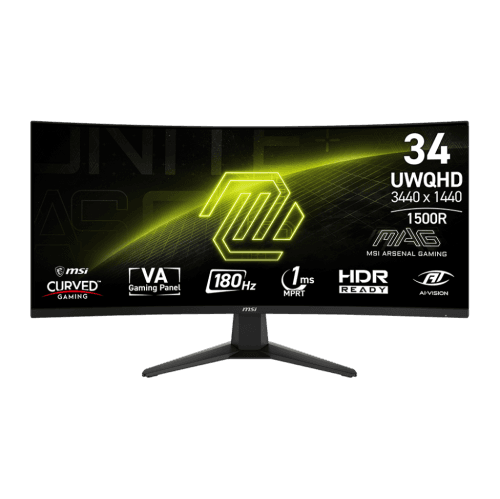 MSI 34" 3440 x 1440 UWQHD 180Hz 4ms (GTG) Gaming Monitor with HDR ready, FreeSync Premium (MAG 346CQ)