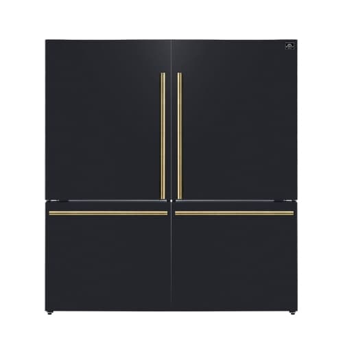 Forno Milano 2-Piece 62-Inch Freestanding Dual Bottom Freezer Refrigerator in Black â€“ 34.4 cu.ft, Touch Control, Ice Maker