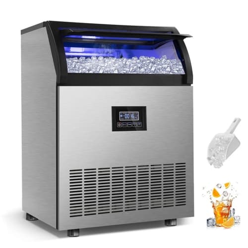 24.4 in. Stainless Steel Ice Maker, 250 lbs/Day Freestanding Ice Machine, Full-Size Ice Cubes for Home, Bar & Entertainment