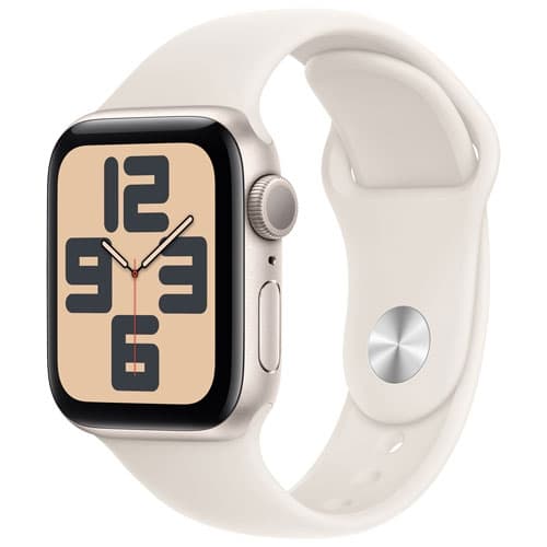 Refurbished (Fair) - Apple Watch SE (GPS) 40mm Starlight Aluminum Case with Starlight Sport Band - Medium/Large