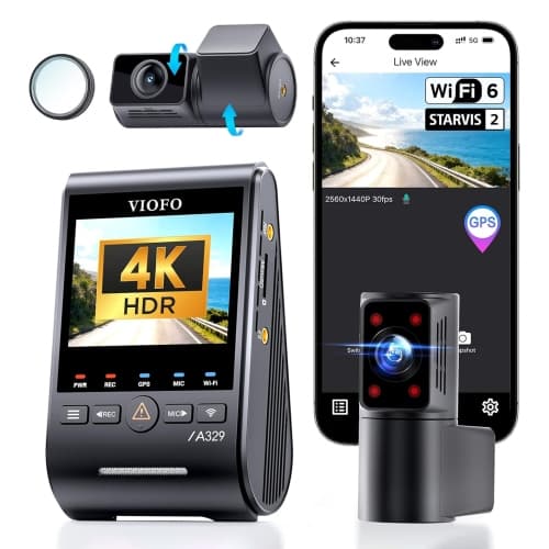 VIOFO A329S 3CH 4K UHD Front and 2K QHD Inside/Rear Dash Cam with Wi-Fi 6, Sony STARVIS 2, SSD Compatible