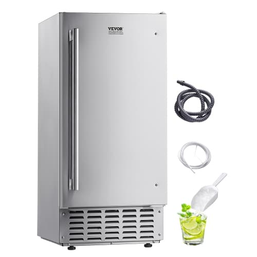 VEVOR 66 Lbs/Day Undercounter Built-in Ice Maker, Under Counter Nugget Ice Maker Machine with Reversible Door Stainless Steel, Freestanding Ice Maker for Commercial Home Kitchen