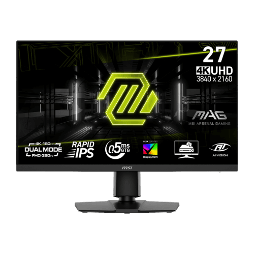 MSI 27" 3840 x 2160 (UHD) 160Hz UHD / 320Hz FHD 0.5ms (GTG) Rapid IPS Dual Mode Gaming Monitor Tilt and Height adjustable (MAG 272URDF E16)