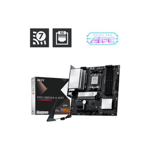 MSI PRO B850M-A WIFI mATX AM5 DDR5 Motherboard for AMD Ryzen 9000 / 8000 / 7000 Series CPUs