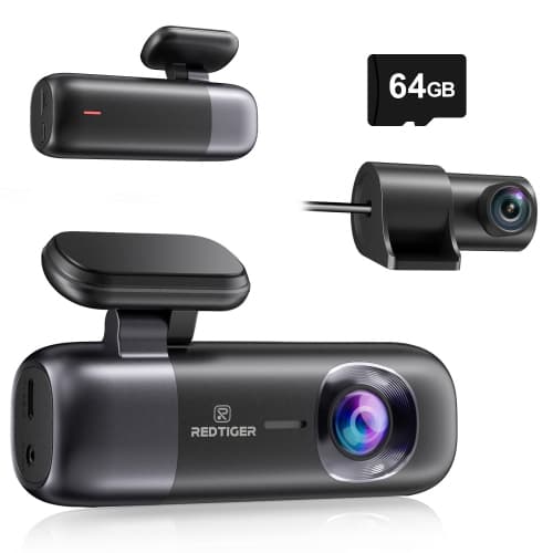 REDTIGER Dash Cam 4K Front and Rear 1080P, 64GB Card,5.8 GHz Wi-Fi & GPS