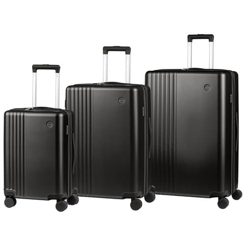 Champs Velora 3-Piece Hard Side Expandable Luggage Set - Black - Only at Best Buy