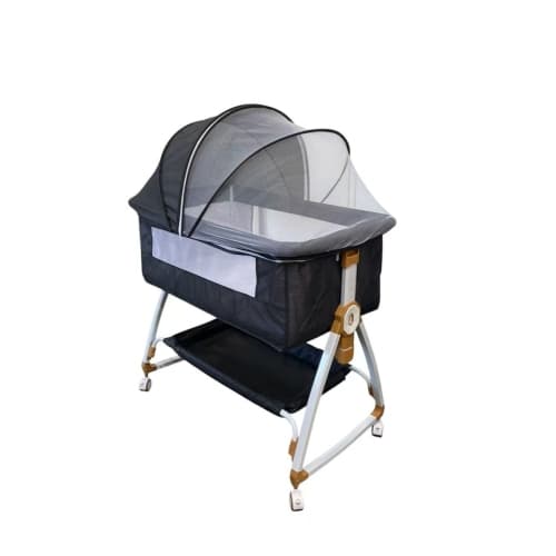 Maxxus Baby Bassinet Bedside Sleeper with Cradle Function and Lockable Wheels, Storage Tray, Breathable Mesh Sides and Cover, 7-Height Adjustable, Easy-Fold Crib for Newborns