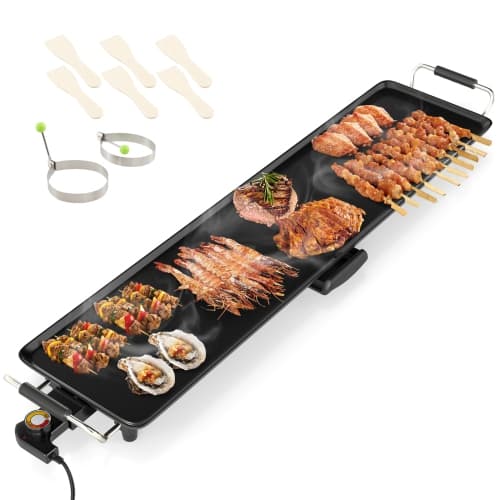 Gymax 35'' Large Electric Griddle w/ Adjustable Temperature Thermostats and Drip Tray