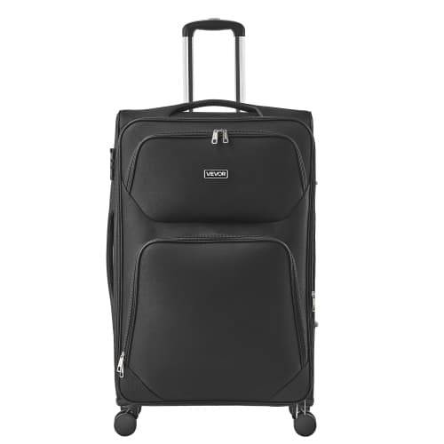VEVOR 28-Inch Softside Expandable Luggage with Spinner Wheels, Softside Checked Large Luggage, Lightweight Checked Suitcase with Expandable Zippered Pocket and TSA Lock, Black