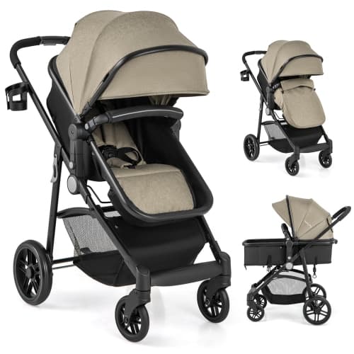 Babyjoy 2 In 1 Foldable Baby Stroller Kids Travel Newborn Infant Buggy Pushchair Gray/Black/Coffee/Pink