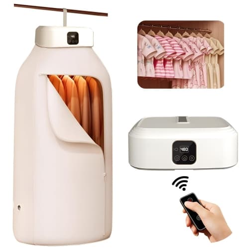 Portable Clothes Dryer, Small Dryer with Remote Control, Compact Foldable Travel Clothes Dryer with Dry Bag for RV, Travel, Home