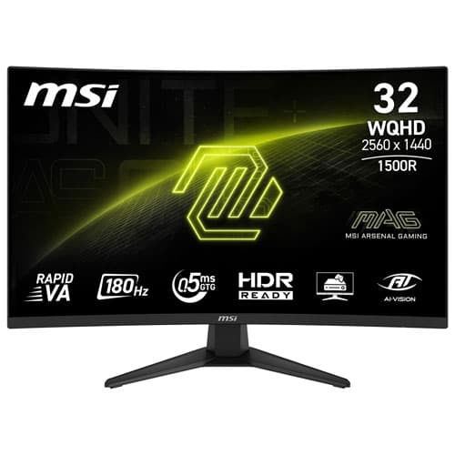 MSI 32" WQHD 180Hz 0.05ms Curved LED Gaming Monitor (MAG 321CQF E18) - Metallic Black