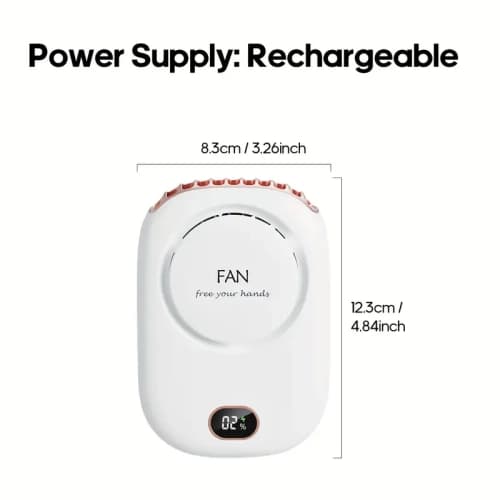 USB Rechargeable 2000mAh Portable Mini Neck Fan with Lanyard - Lightweight and Compact Design, Suitable for Outdoor Use, Dorms, Offices, and Travel