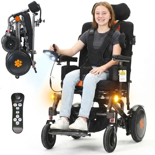 Foldable Light Electric Wheelchair for Kids & Adults with Special Needs, Advanced Positioning Support for Cerebral Palsy, 20kg Holds 120kg, Airline Approved Travel Solutions