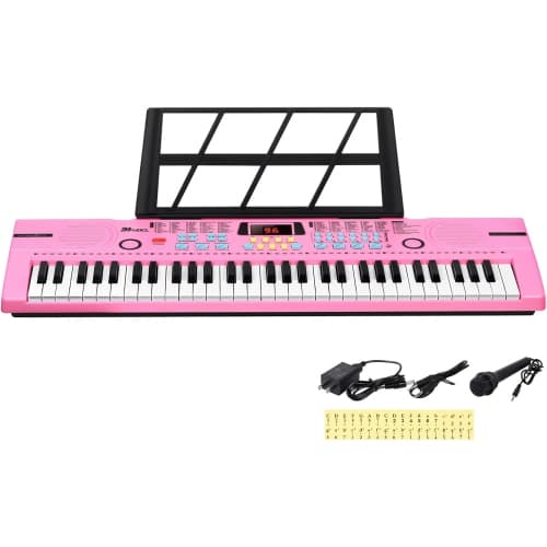 M SANMERSEN Piano Keyboard for Beginners 37 Keys Built-in 1200mA Rechargeable Battery Electronic Piano Keyboard Portable Music Piano Keyboard with Mic LED Screen Teaching Gift for