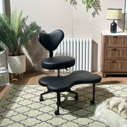 Pinmoco Ergonomic Cross-Legged Swivel Chair, ADHD Chair Adjustable Height Meditation Chair with Back Support, Office/Home Chair