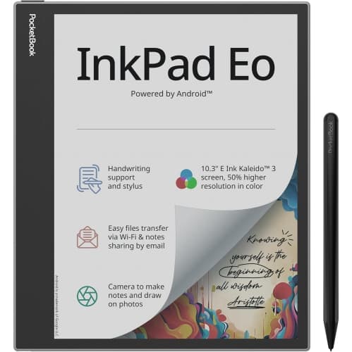 PocketBook InkPad Eo | 10.3" color E Ink Kaleido 3 screen | Handwriting & stylus | Android 11 | Camera for notes on photos | Bluetooth & built-in speaker | Audiobooks | SMARTlight