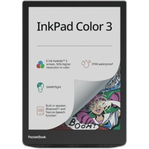 PocketBook InkPad Color 3 E-Book Reader | Enhanced 7.8'' Color Screen | Eye-Friendly E-Reader for Comics | SMARTlight | Audiobooks & Text-to-Speech | Bluetooth® & Built-in Speaker