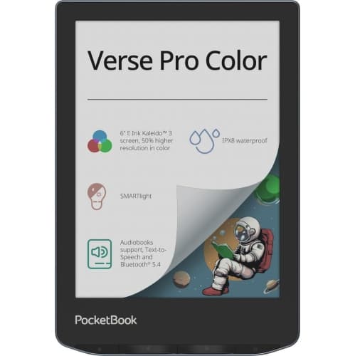 PocketBook Verse Pro Color | Thin and Compact 6" e-Reader | Color Screen E Ink Kaleido™ 3 – Eye-Safe and Glare-Free | Text-to-Speech & Bluetooth | Audio | SMARTlight | Waterproof