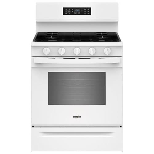 Whirlpool 30" 5.0 Cu. Ft. Free-Standing 5-Burner Self-Clean Gas Air Fry Range (WFGS5730SW) - Black