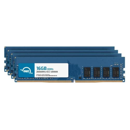 OWC 64GB (4x16GB) DDR4 2666MHz PC4-21300 CL19 2RX8 ECC Unbuffered UDIMM 1.2V 288-pin Workstation Server Memory RAM