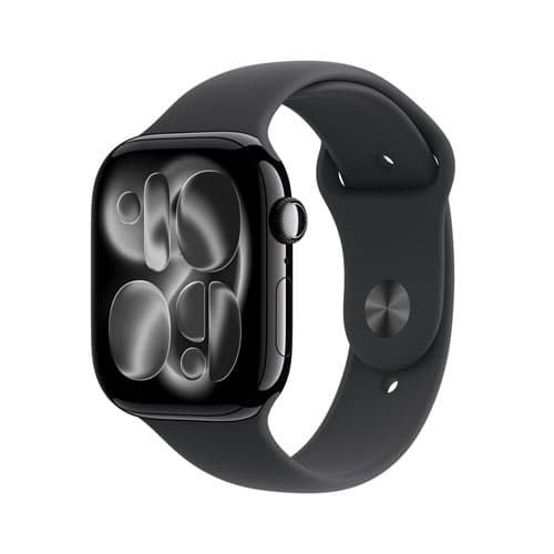Apple Watch Series 11 (GPS) 42mm Jet Black Aluminum Case with Black Sport Band - Small/Medium