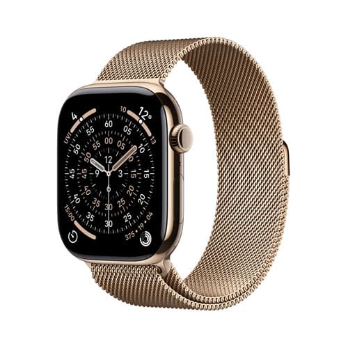 Apple Watch Series 11 (GPS + Cellular) 42mm Gold Titanium Case with Gold Milanese Loop - Medium/Large
