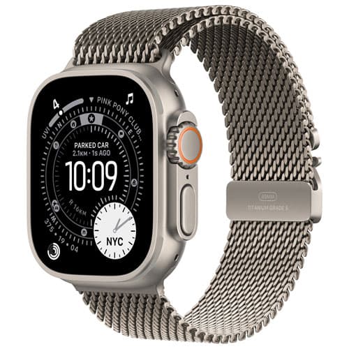 Apple Watch Ultra 3 (GPS + Cellular) 49mm Natural Titanium Case with Natural Titanium Milanese Loop - Medium