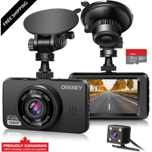 Dash Cam for Cars Front and Rear and SD Card Included 1080P Full HD in Car Camera Dual Lens Dashcam for Cars 170 Wide Angle with Loop Recording and G-Sensor