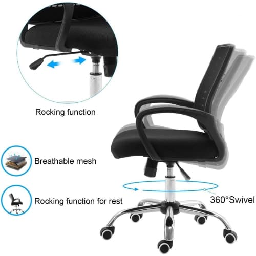 Safdie & co Homes, Office Chair Ergonomic Desk Chair , steel Chrome Base Mesh Computer Chair Lumbar Support Modern Executive Adjustable, Rolling Swivel Chair (Black)