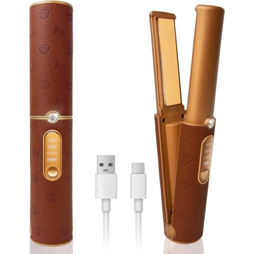 Cordless Hair Straightener,Portable Straightener 2 in 1 for Hair Straightening and Curling,Fast Heating Cordless Flat Iron,Portable Travel Hair Straightener
