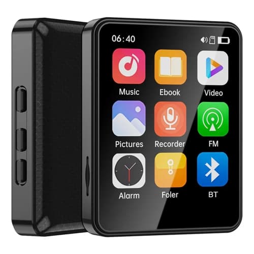 64GB MP3 Player Bluetooth 5.3 2.4"- Full Touchscreen Portable Walkman MP3 Player with Speaker, Voice Recorder, FM Radio, Line Recording Support (Black)