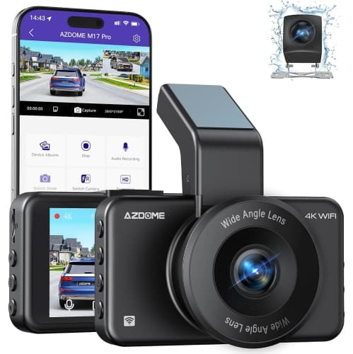 AZDOME M17Pro Dual Dash Cam Front and Rear 3K+1080P, WiFi 6 Dashcam, Voice Control Car Camera with Parking Assist, G-Sensor 24H Parking Mode Loop Rec