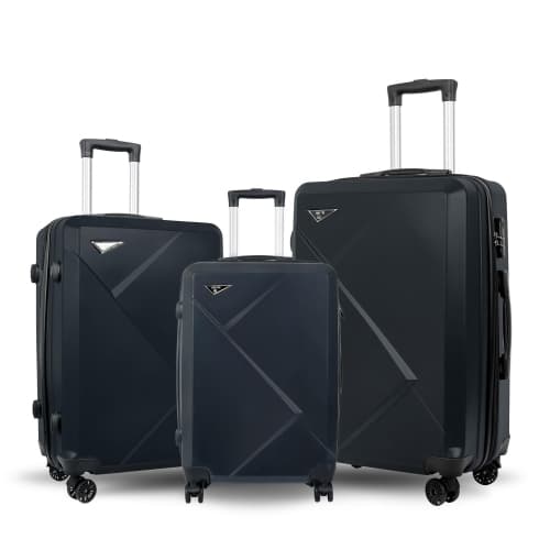 3-Piece ABS Hard Shell Luggage Set, 20"/24"/28" Expandable Suitcases with Spinner Wheels, Anti-Scratch & Built-In Lock