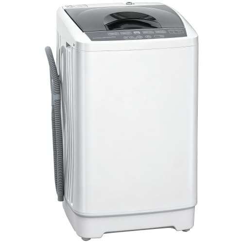 HOMCOM 1.3 Cu. Ft. Portable Washing Machine, 9.9 lb Full Automatic Compact Washer with 8 Programs, 6 Water Levels, LED Display, Child Lock, Drain Pump for Apartments, RVs, White