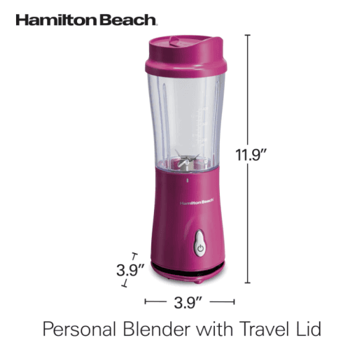 Hamilton Beach® Personal Blender with Travel Lid, 14 oz, Raspberry, 51131G