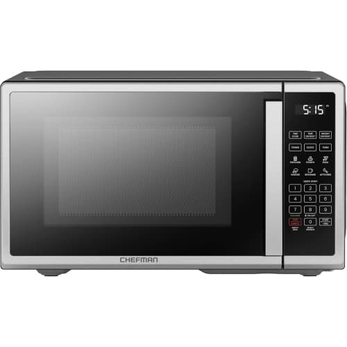Chefman Countertop Microwave Oven 1.1 Cu. Ft. Digital Stainless Steel Microwave 1000 Watts with 6 Auto Menus, 10 Power Levels, Eco Mode, Memory, Mute Function, Child Safety Lock, E