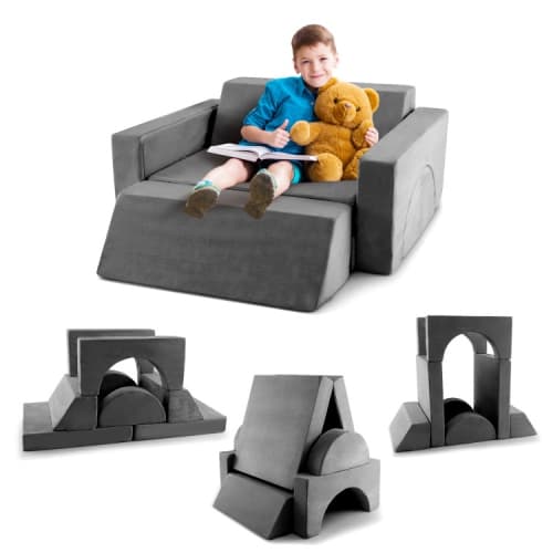 8-Piece Kids Modular Play Sofa with Detachable Covers for Bedroom or Playroom