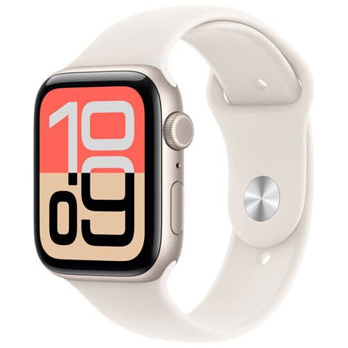 Freedom Mobile Apple Watch SE 3 (GPS + Cellular) 44mm Starlight Aluminum Case with Starlight Sport Band - Medium/Large - Monthly Tab Payment
