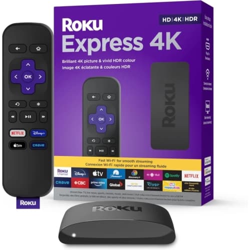 Roku Express 4K Streaming Media Player | Official Manufacturer Product | HD/4K/HDR, Smooth Wireless Streaming, Simple Remote (No TV Controls), Includes Premium HDMI Cable