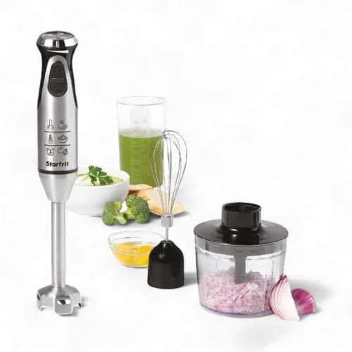 Starfrit Essentials 3-in-1 Hand Blender – 400W, Stainless Steel Blades, Whisk & Chopper Attachments, Variable Speed + Turbo Mode